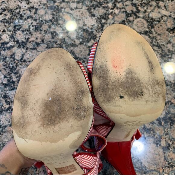 Gianfranco Ferre Red Stripe Strappy Heels - Picture 8 of 11